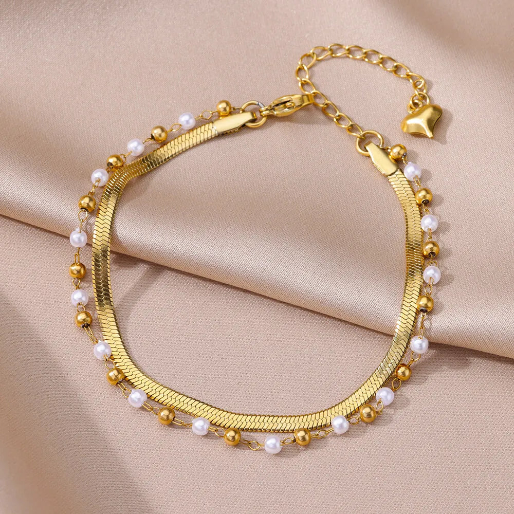 Gold-Tone Pearl and Chain Anklet — product image 22