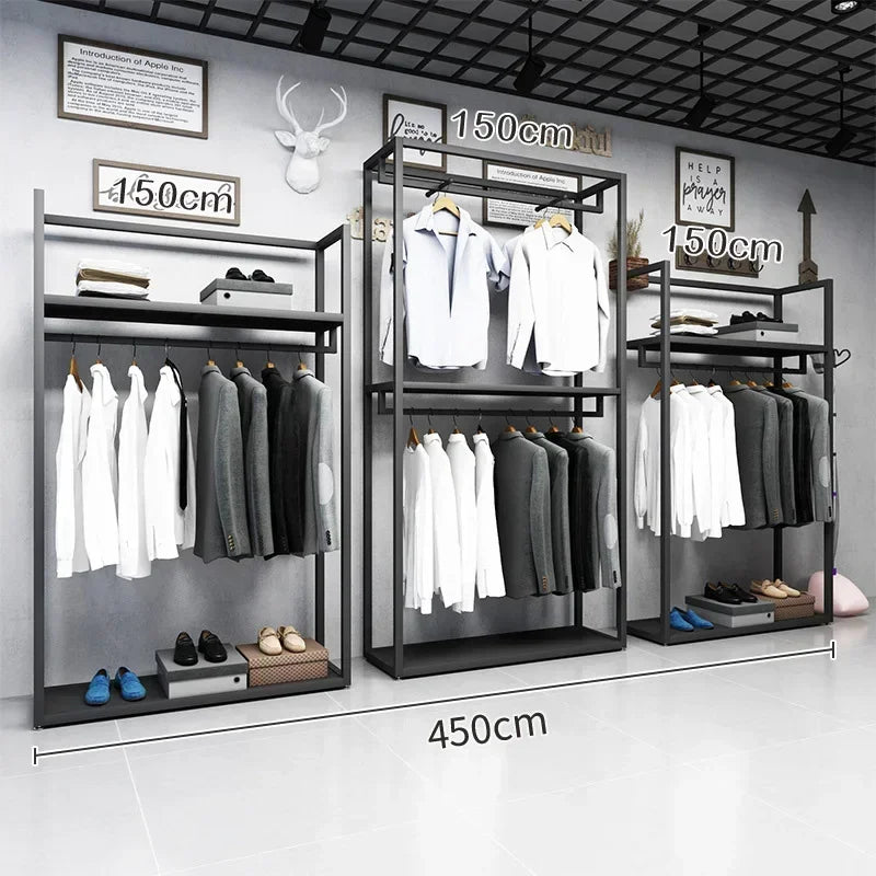 Double-Layer Clothing Display Rack — Metal, Black — product image 19