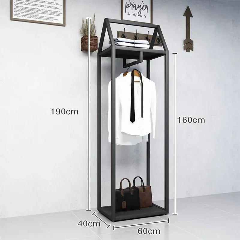 Double-Layer Clothing Display Rack — Metal, Black — product image 18
