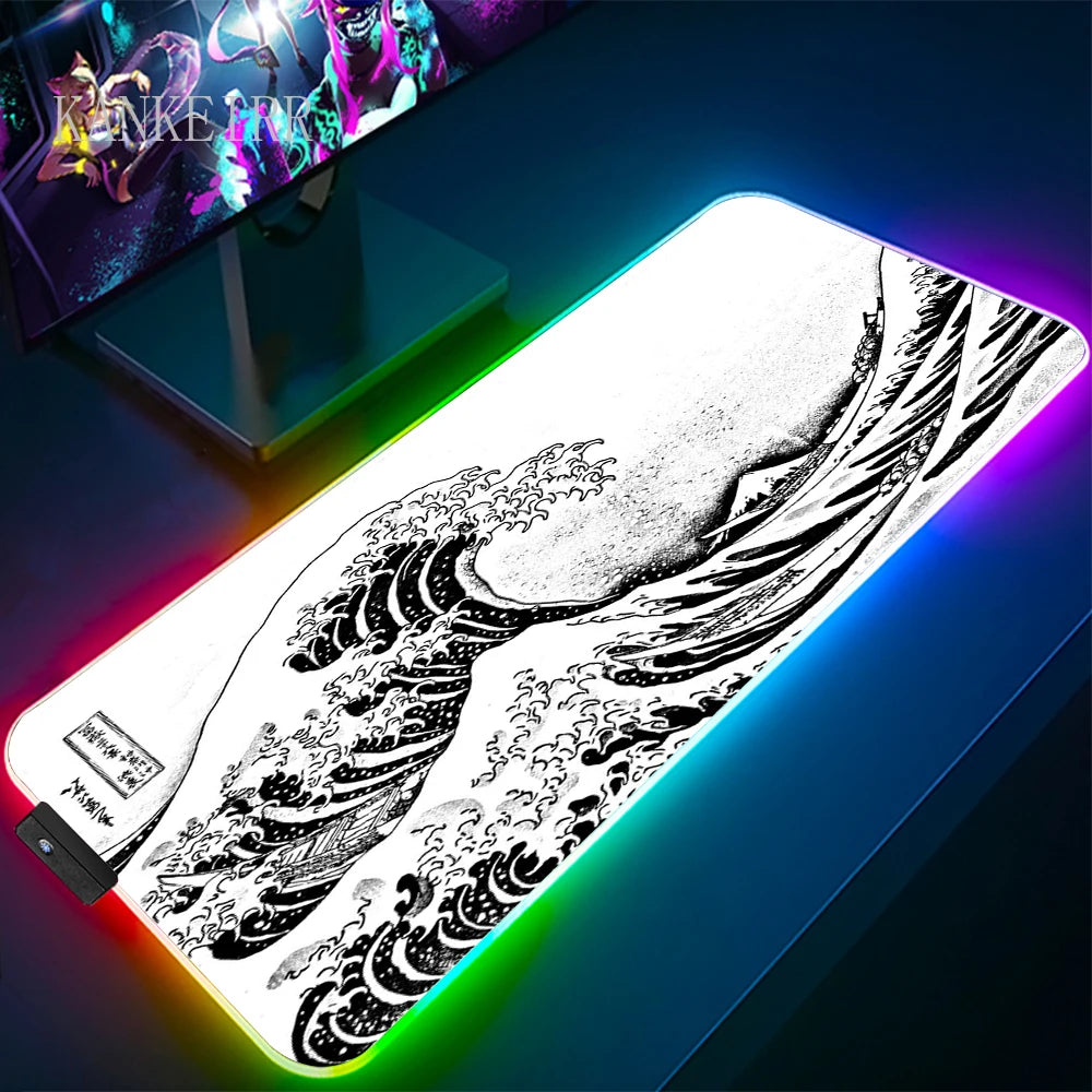 The Great Wave off Kanagawa RGB Gaming Mouse Pad Desk Mat LED Light Mousepad Artistic Computer Carpet — product image 11
