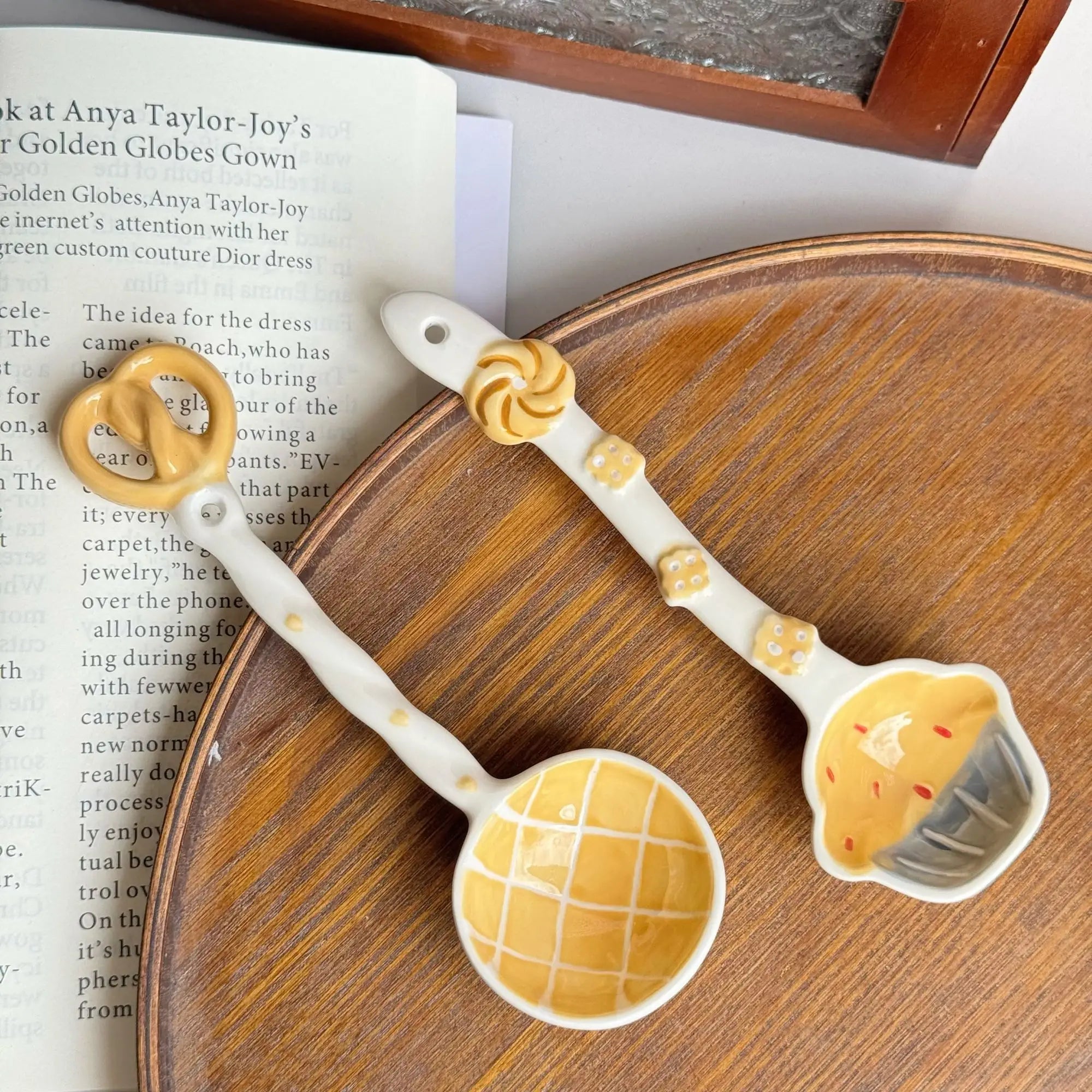 Ceramic Long-Handled Spoon — Bread & Biscuit Design — product image 11