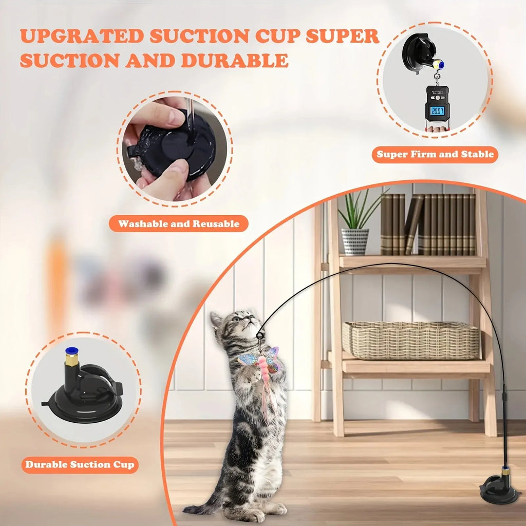 Cat Teaser Wand — Feather & Bell, Suction Cup Pole — product image 4