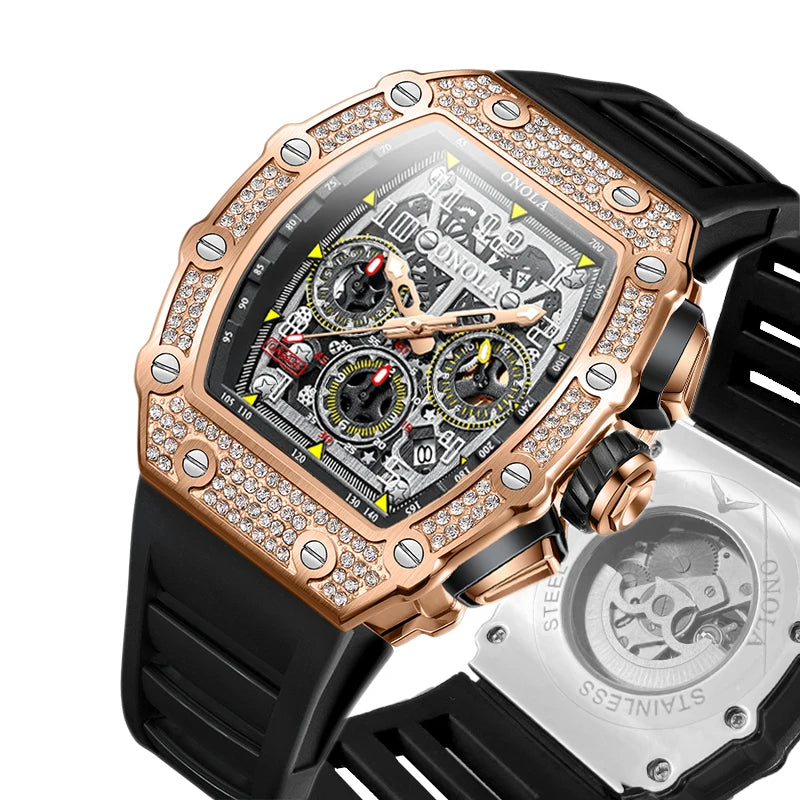 ONOLA Diamond-Set Automatic Watch — Waterproof, Silicone Strap — product image 2
