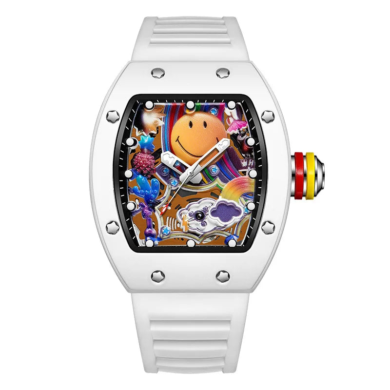 KIMSDUN Barrel-Case Quartz Watch — Hollow Dial, Silicone Strap — product image 6
