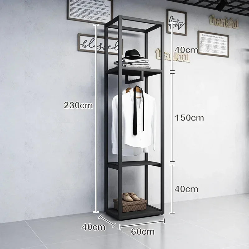 Double-Layer Clothing Display Rack — Metal, Black — product image 14