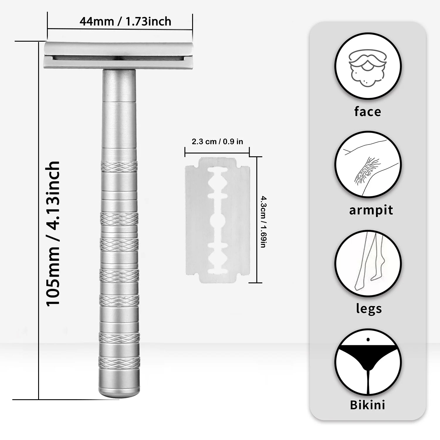 Double Edge Safety Razor — Reusable Metal, 5 Blades Included — product image 2