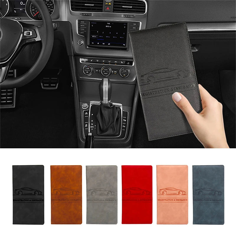 Leather car registration and document holder