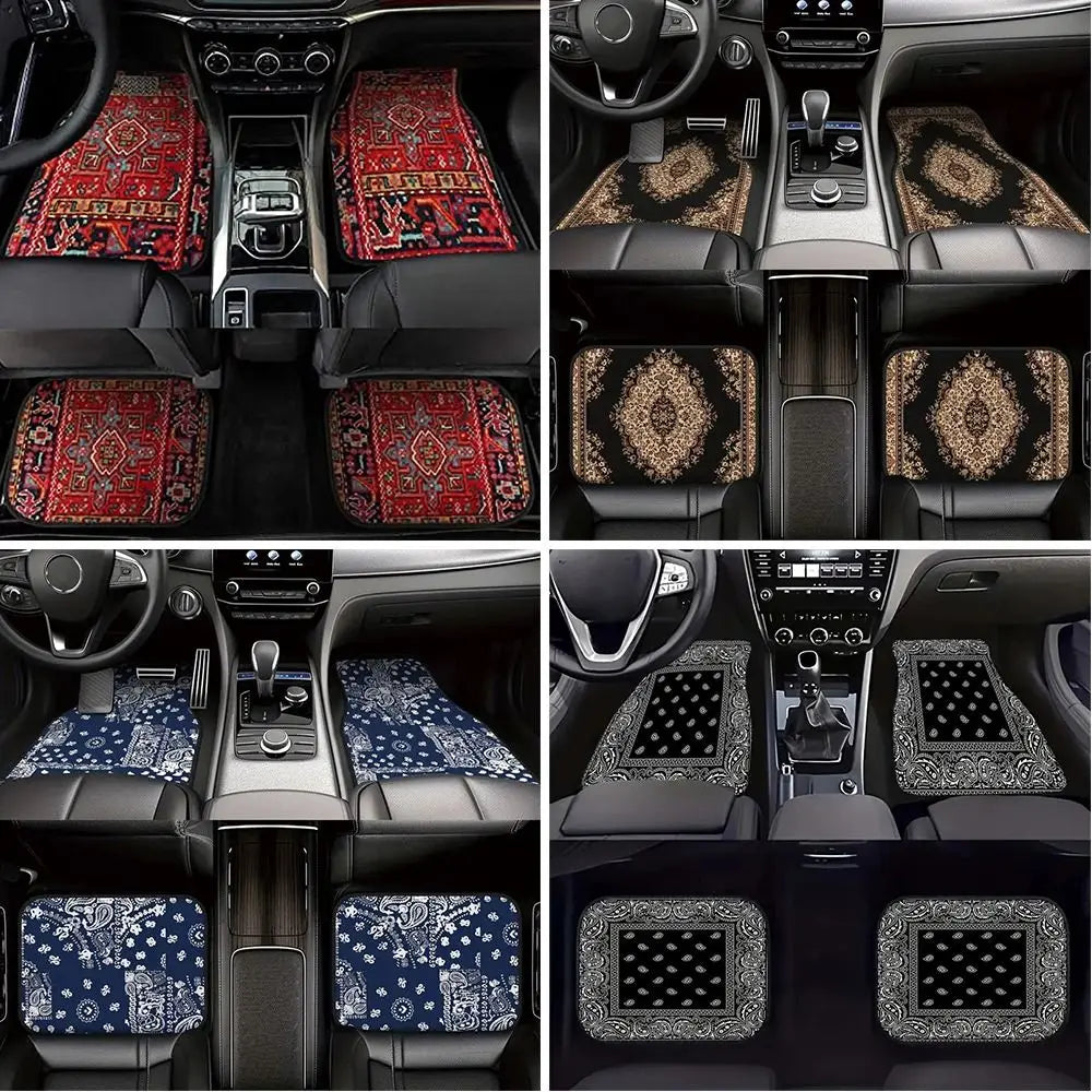 Bohemian Persian pattern car floor mats, four piece set