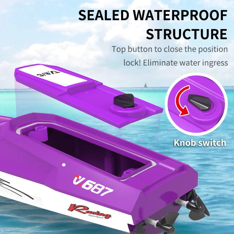 TX688 High-Speed RC  Speedboat 130 Brushed Motor Low Water Level Sensor Maximum Speed 8km/h Remote — product image 3