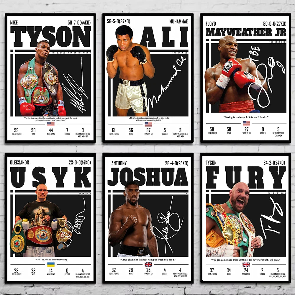 Black and white boxing legends canvas poster