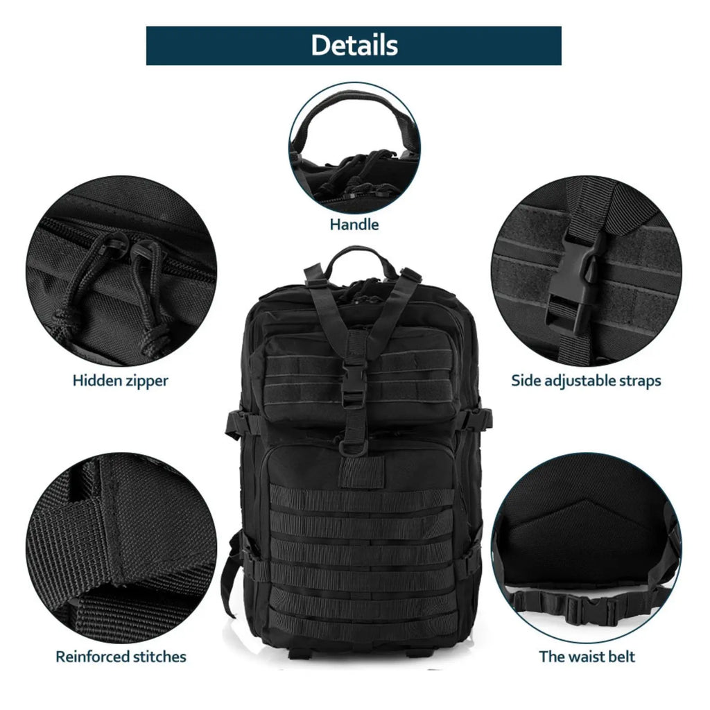 50L Tactical Backpack — Waterproof Nylon, Hiking & Camping — product image 5