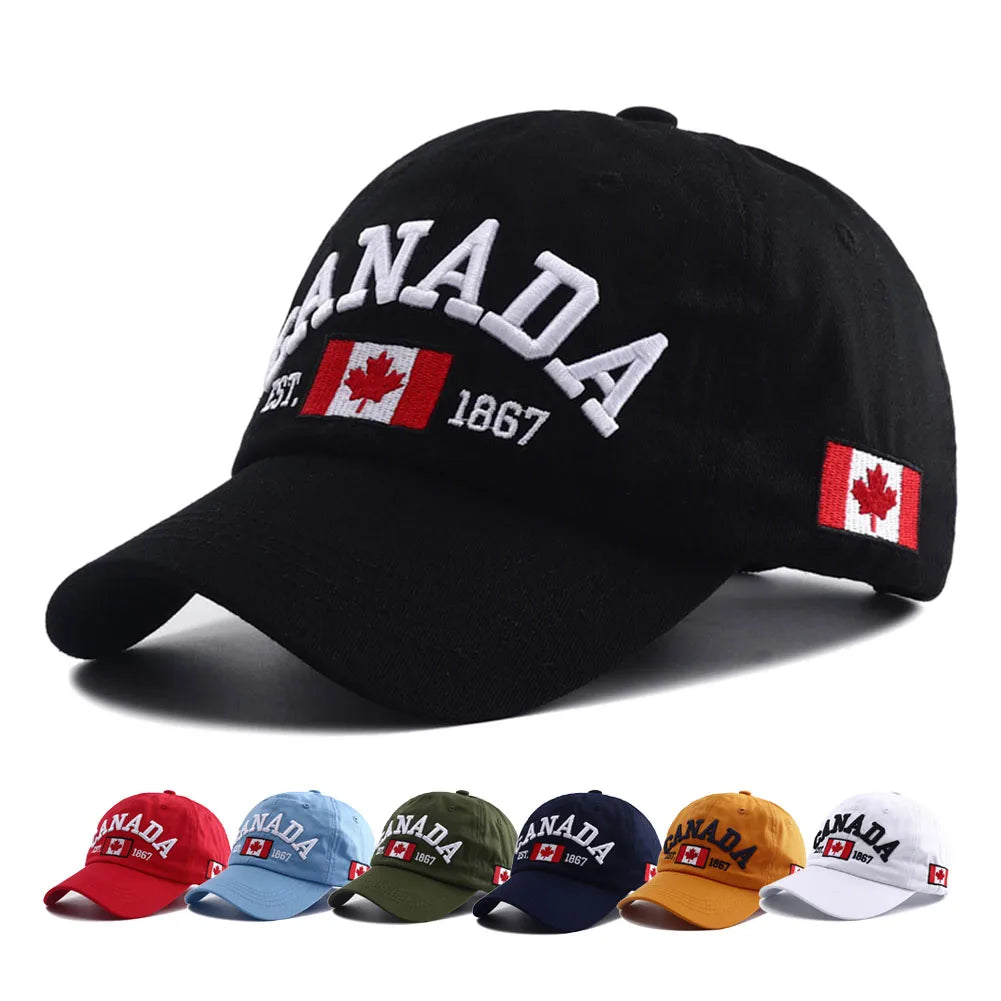 Canada flag embroidered snapback cap