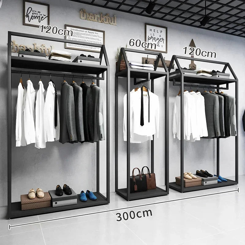 Double-Layer Clothing Display Rack — Metal, Black — product image 9