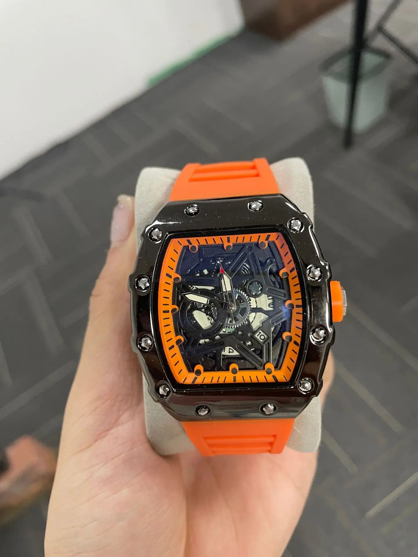 Luminous Tonneau Quartz Watch — Pentagram Dial, Silicone Strap — product image 7