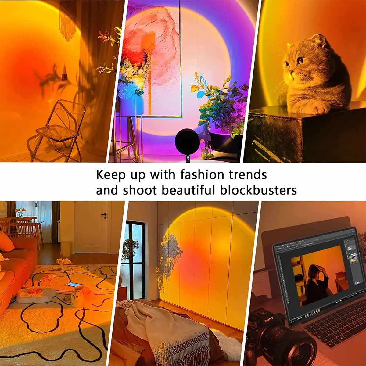 Sunset Projection Light Remote Control 16 Color Ambient Night Light, Bedroom Decoration Background Wall — product image 5