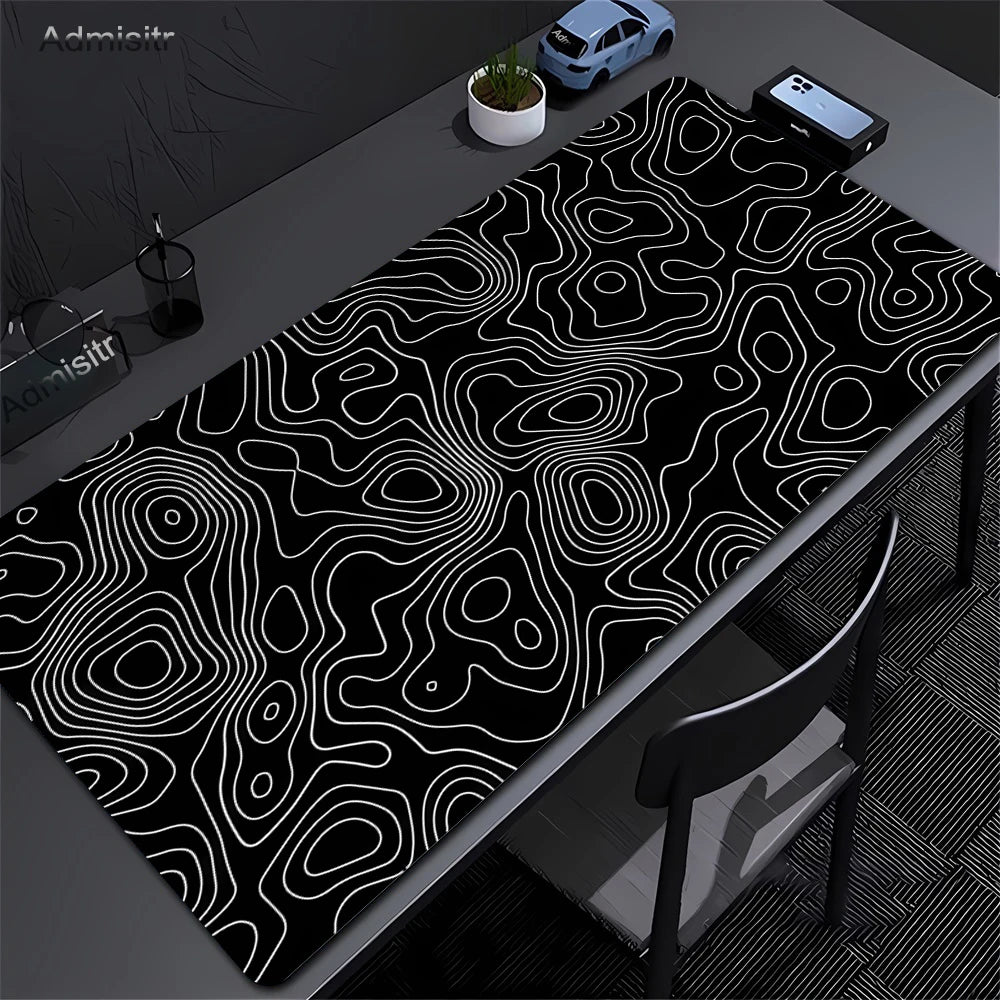 Black and White Strata Desk Mat — Large Non-Slip Mouse Pad — product image 4