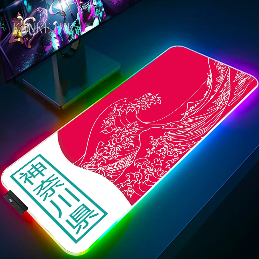 The Great Wave off Kanagawa RGB Gaming Mouse Pad Desk Mat LED Light Mousepad Artistic Computer Carpet — product image 10