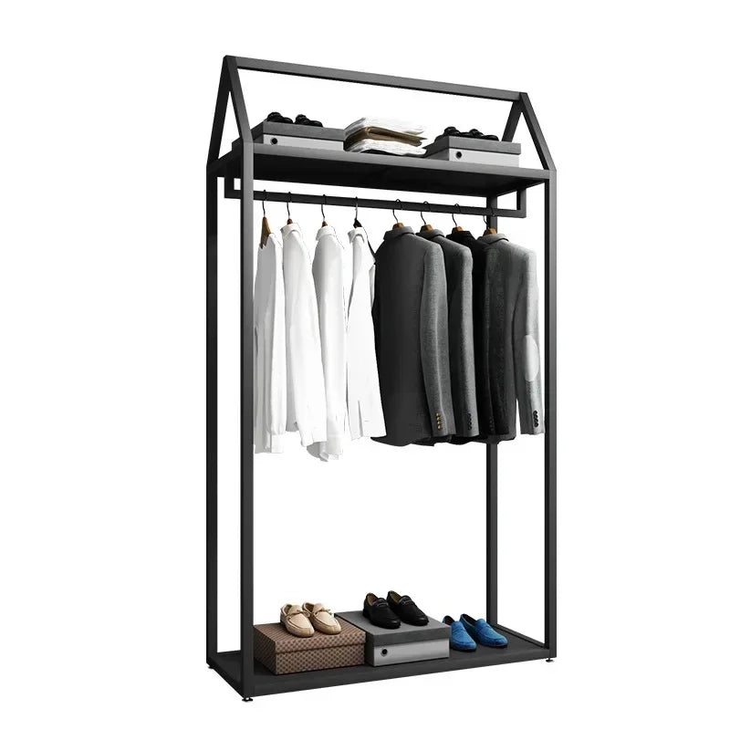 Double-Layer Clothing Display Rack — Metal, Black — product image 6