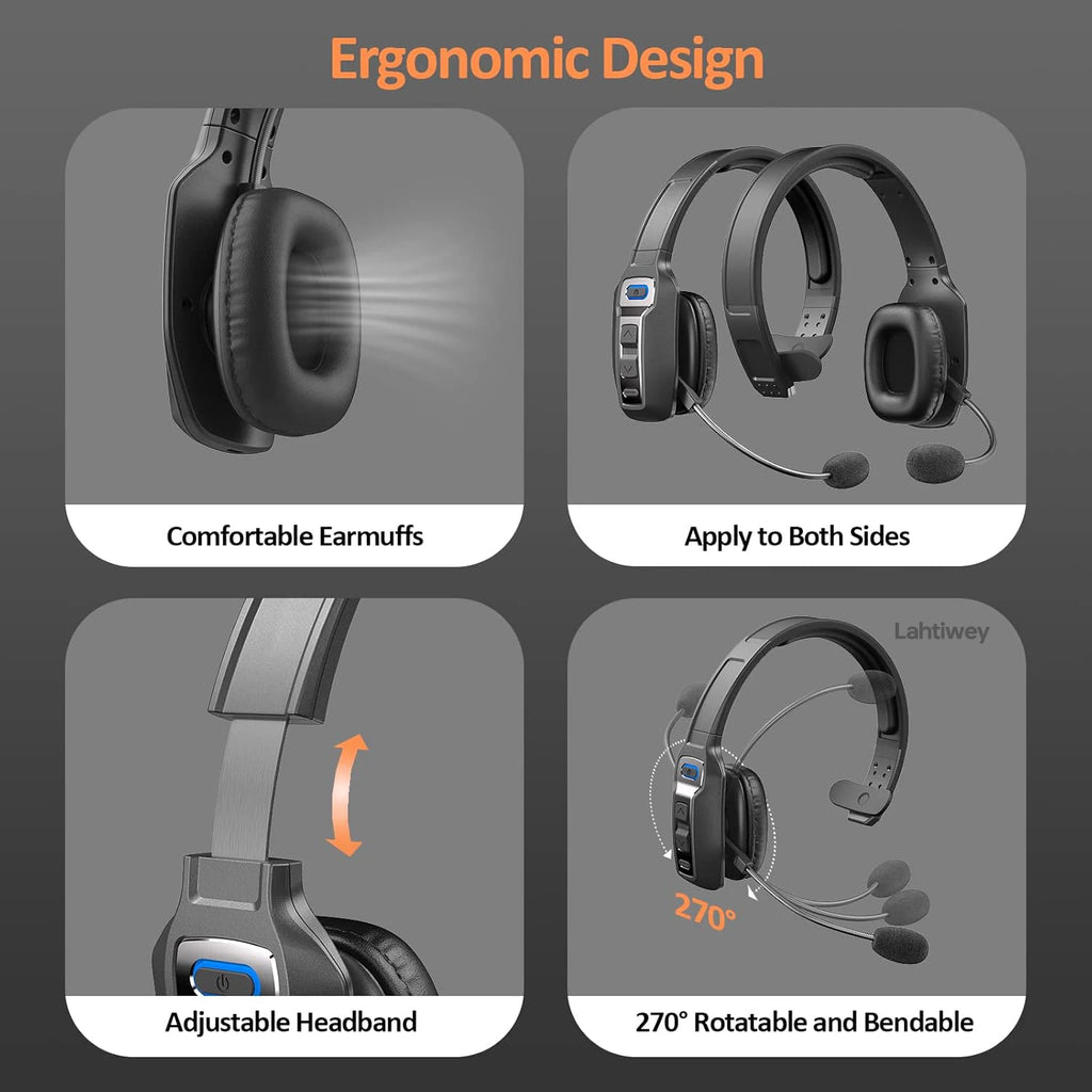 Bluetooth On-Ear Headset — Dual Mic Noise Cancelling, 60 h Battery — product image 5