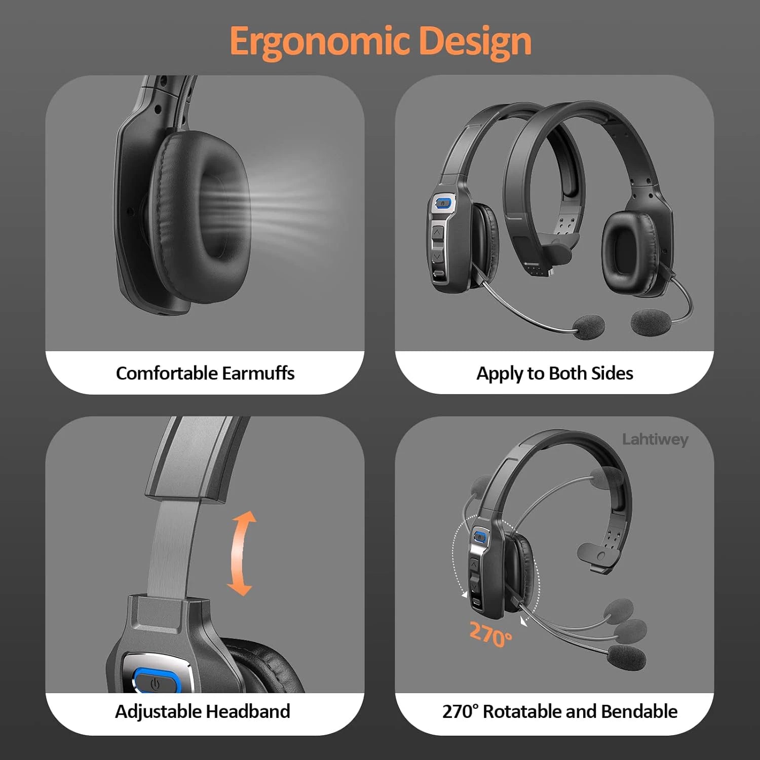 Bluetooth On-Ear Headset — Dual Mic Noise Cancelling, 60 h Battery — product image 5