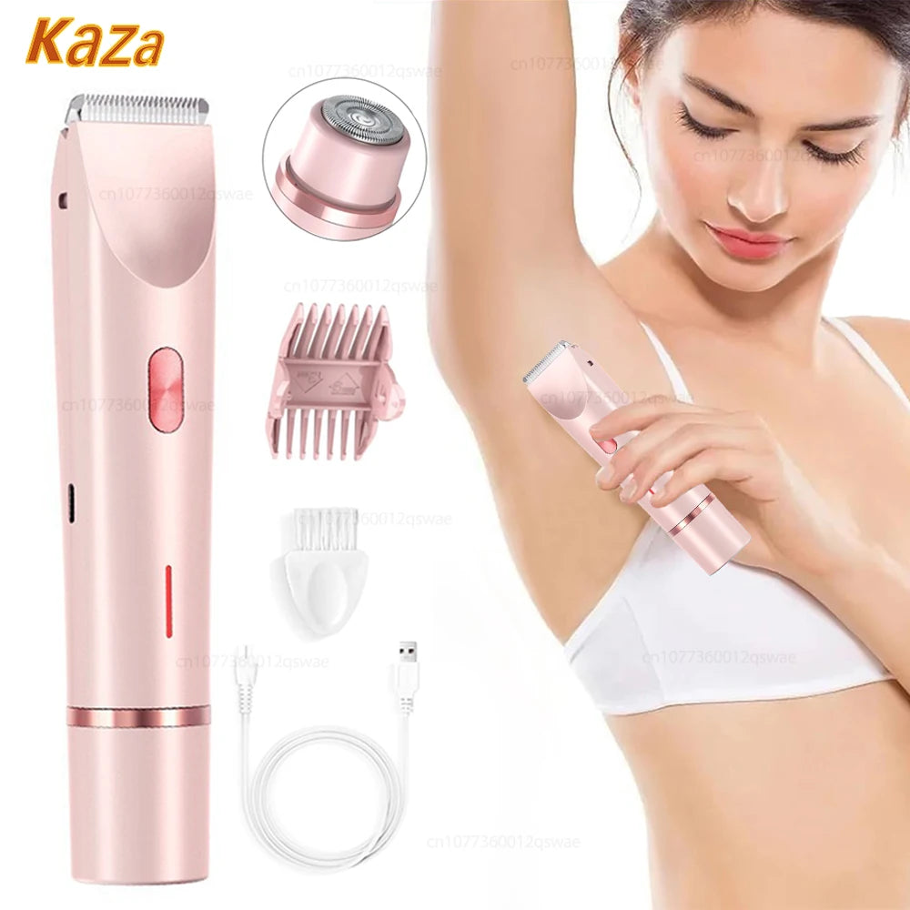 Women's dual-head electric shaver and epilator in pink