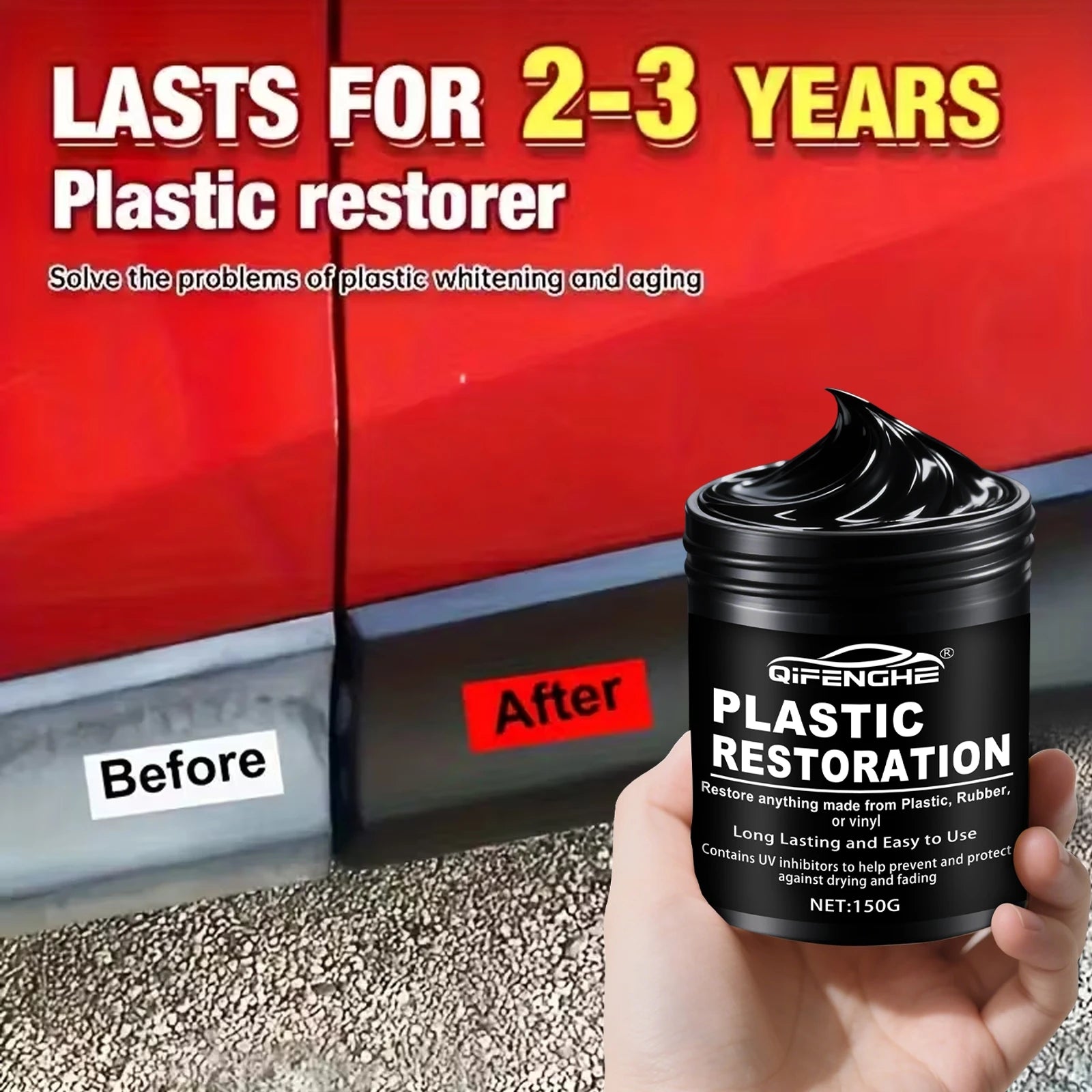 Car plastic and trim restorer paste tub