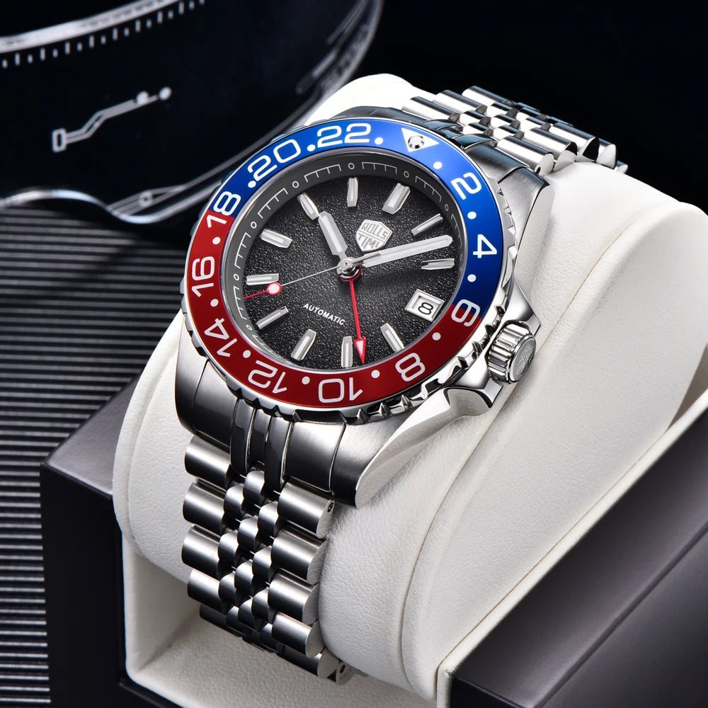 GMT Automatic Mechanical Watch — AR Coated Mirror, Luminous Dial, NH34 — product image 3