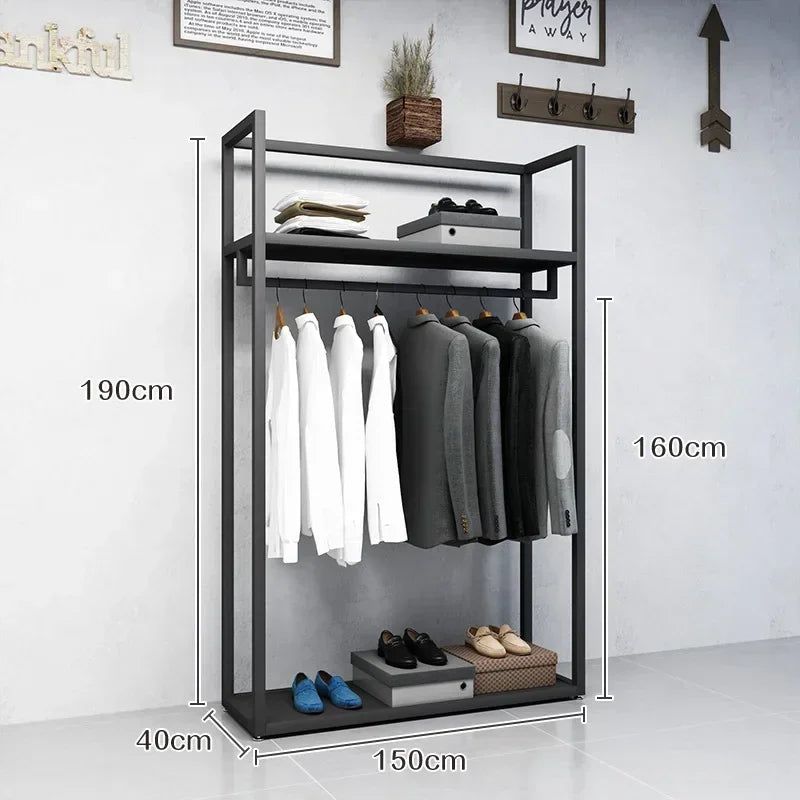 Double-Layer Clothing Display Rack — Metal, Black — product image 10