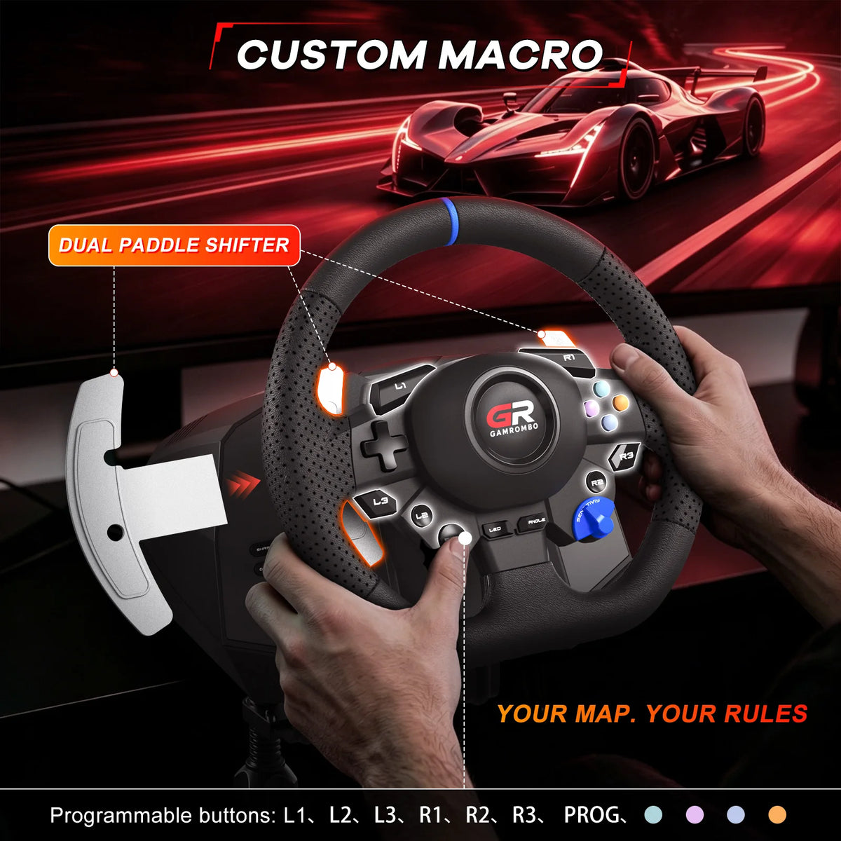 F127 Racing Wheel — 270°/900°, PS5, PS4 & PC, 3 Pedals — product image 5