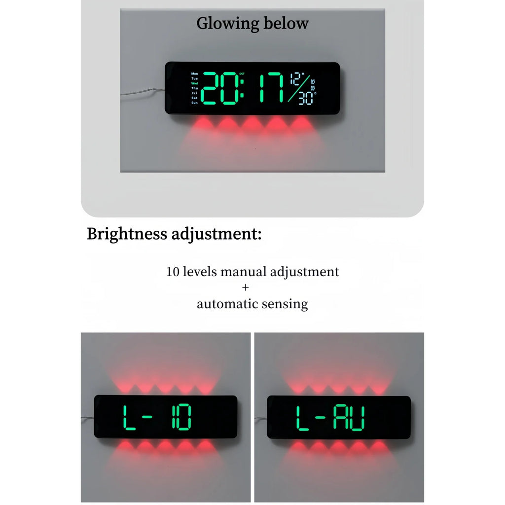 LED Digital Wall Clock — Date, Two Alarms, Ambient Light — product image 6