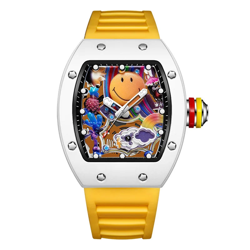 KIMSDUN Barrel-Case Quartz Watch — Hollow Dial, Silicone Strap — product image 3