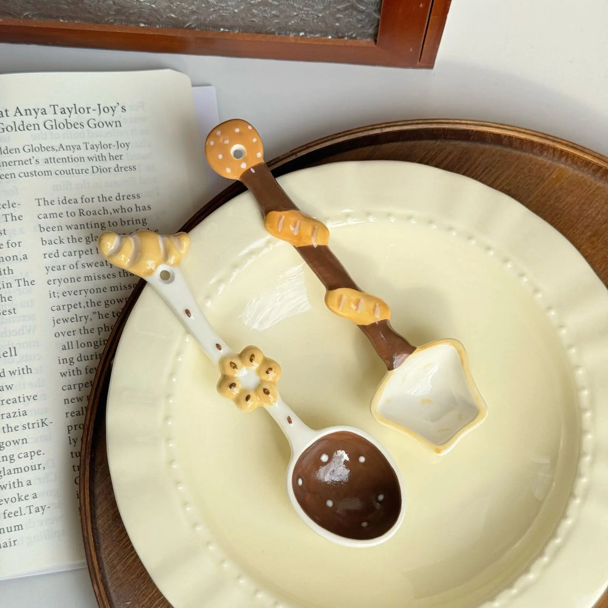 Ceramic Long-Handled Spoon — Bread & Biscuit Design — product image 13