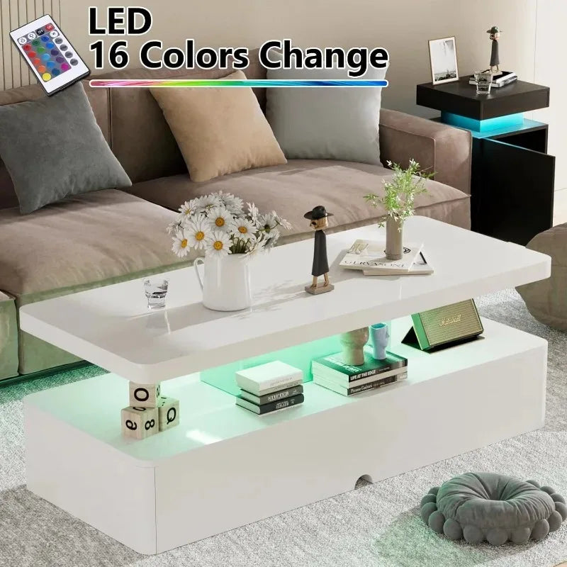 Double-Layer Coffee Table with 16-Colour LED Lights — product image 4