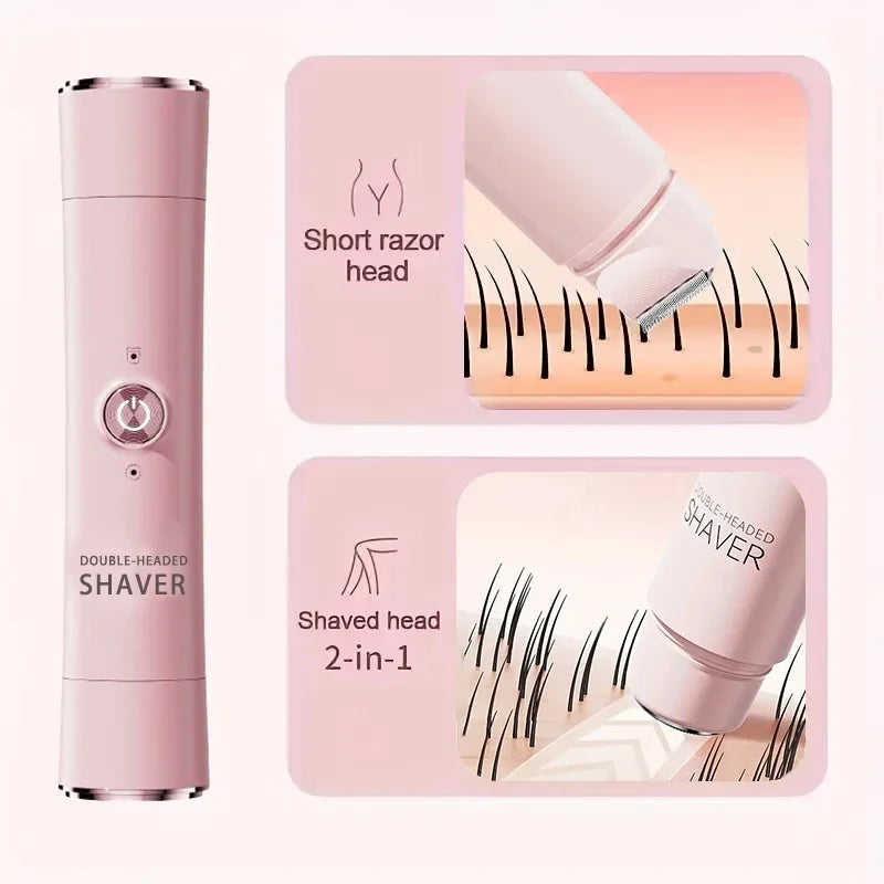 Rechargeable dual-head electric epilator in pink