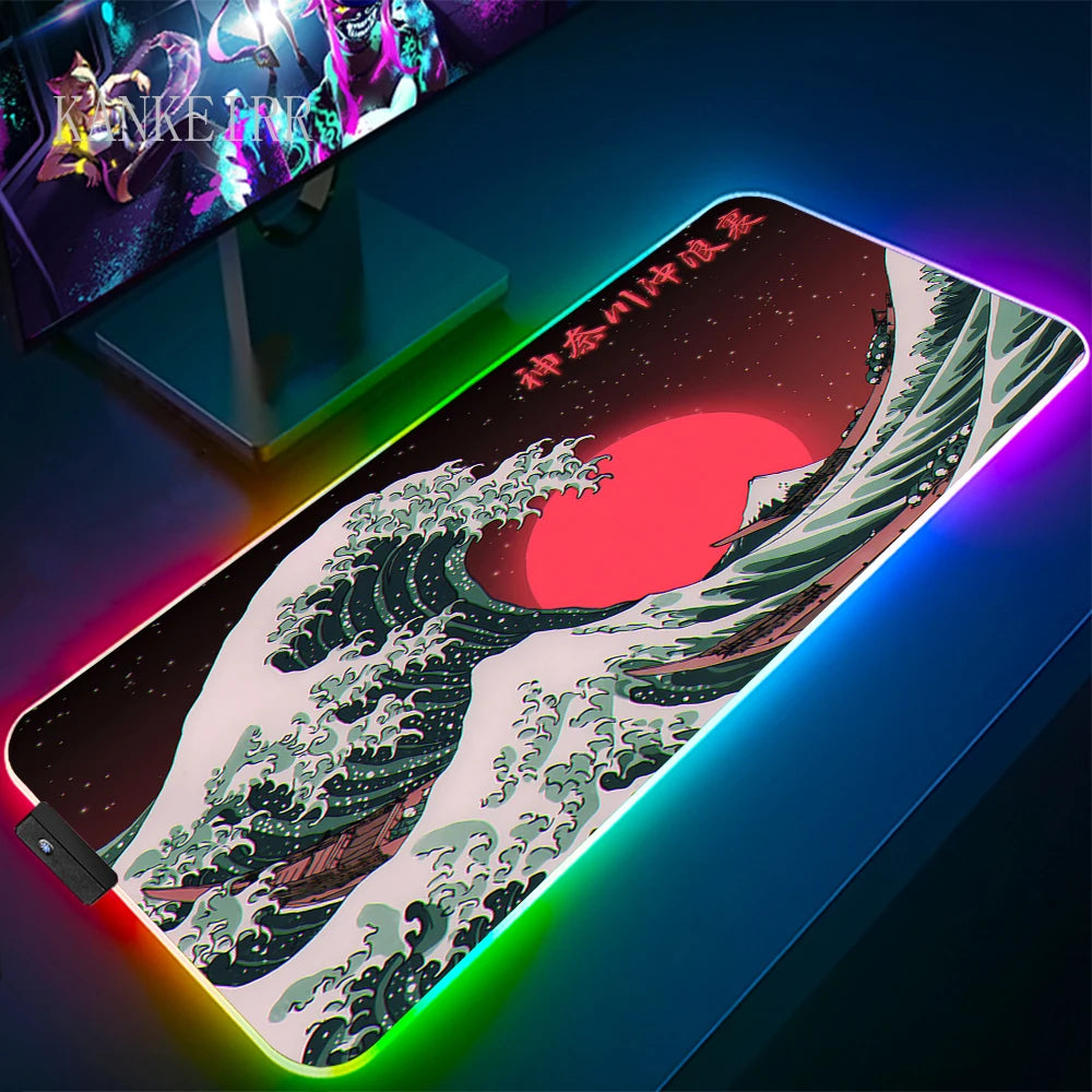 The Great Wave off Kanagawa RGB Gaming Mouse Pad Desk Mat LED Light Mousepad Artistic Computer Carpet — product image 15