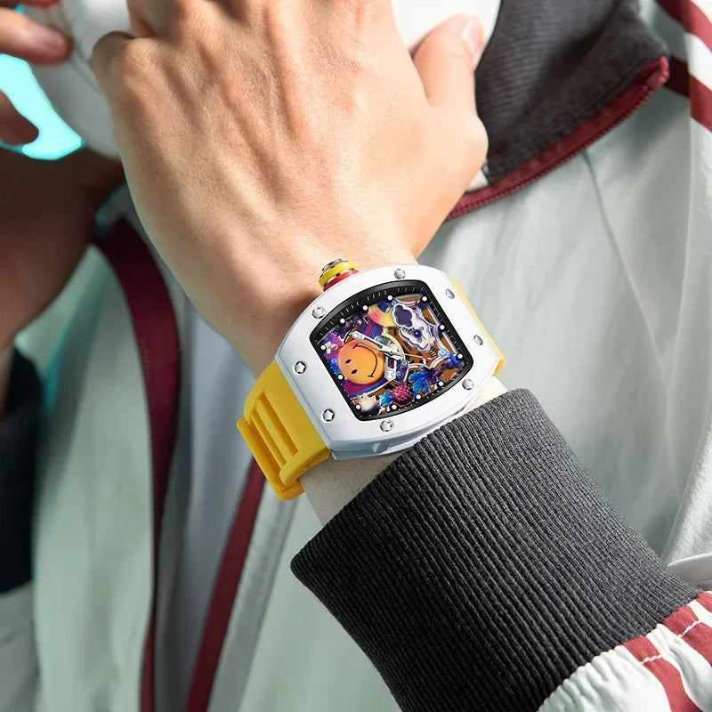KIMSDUN Barrel-Case Quartz Watch — Hollow Dial, Silicone Strap — product image 2
