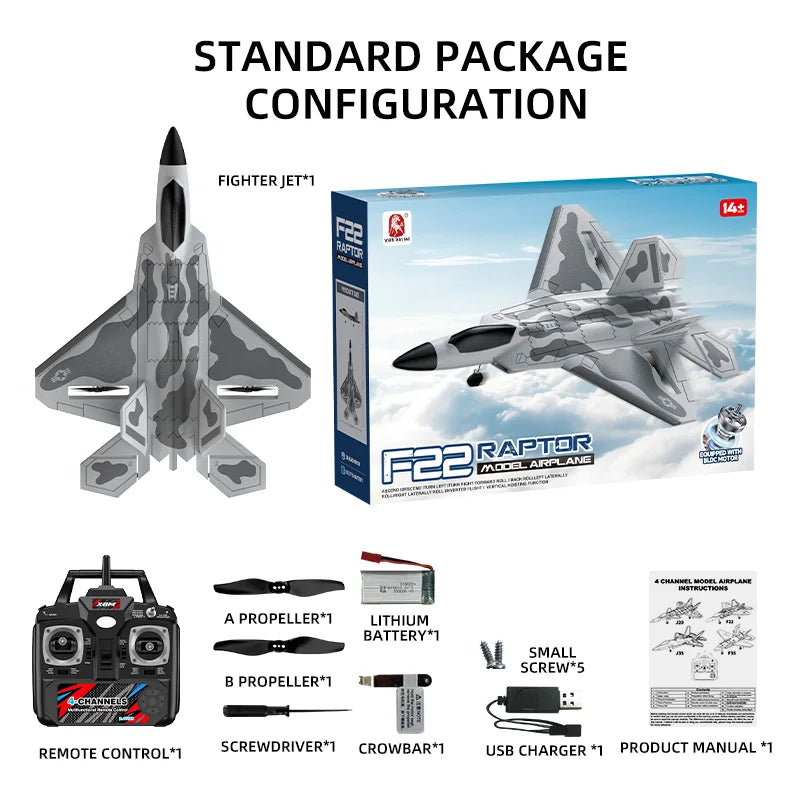 F22 Brushless RC Fighter Jet — 2.4G 4CH, 490 mm EPP Foam — product image 10