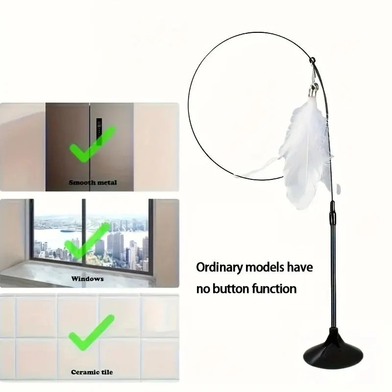 Cat Teaser Wand — Feather & Bell, Suction Cup Pole — product image 7