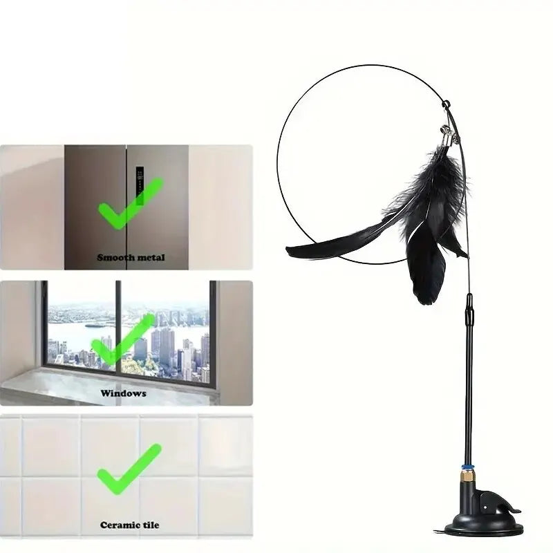 Cat Teaser Wand — Feather & Bell, Suction Cup Pole — product image 11