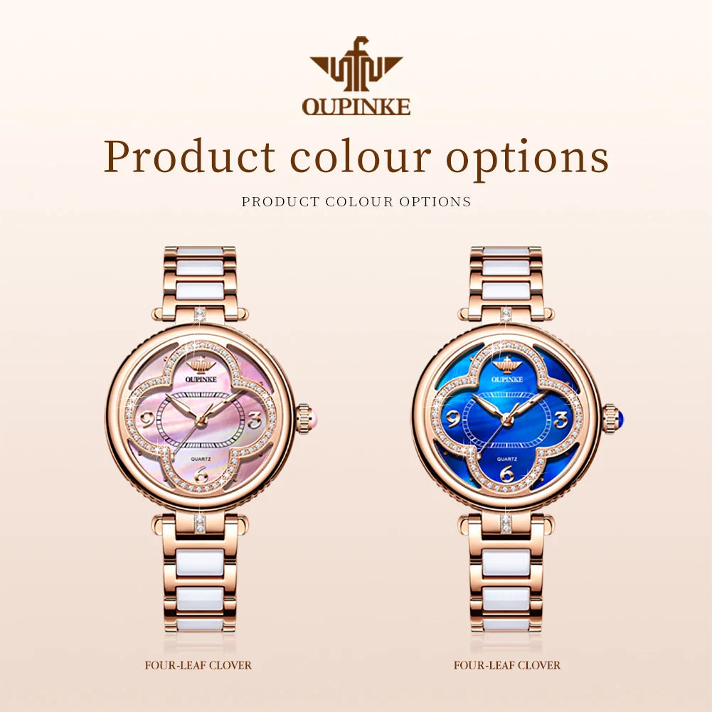 OUPINKE Women's Ceramic Watch — Quartz, 50 m Water Resistant — product image 5