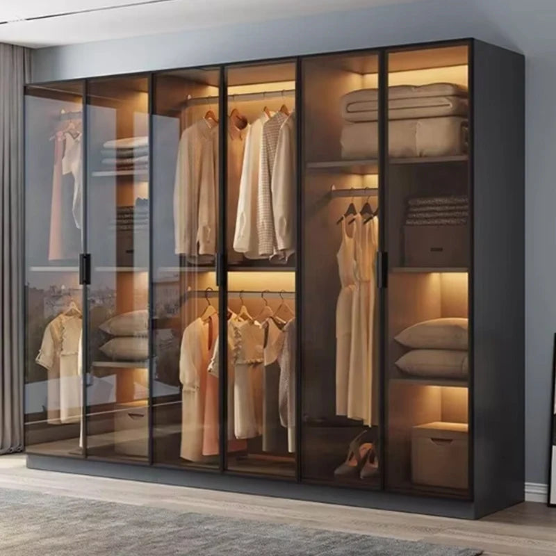 Modern Glass & Wood Wardrobe — Bedroom Clothes Closet — product image 6