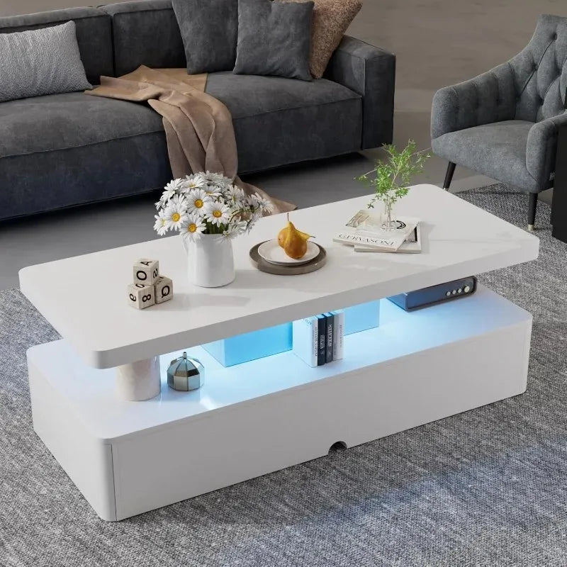 Double-Layer Coffee Table with 16-Colour LED Lights — product image 2