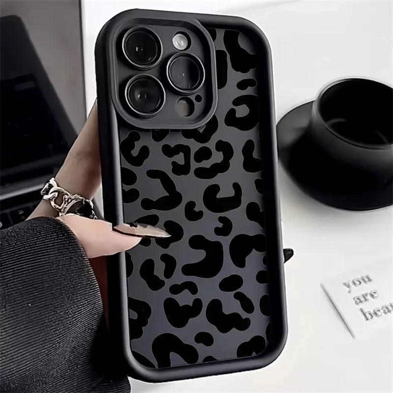 Silicone Phone Case — Black Leopard Print, iPhone 7–17 — product image 12