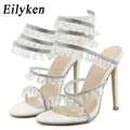Crystal Beaded Open Toe Heels — Strappy Party Sandals — product image 5