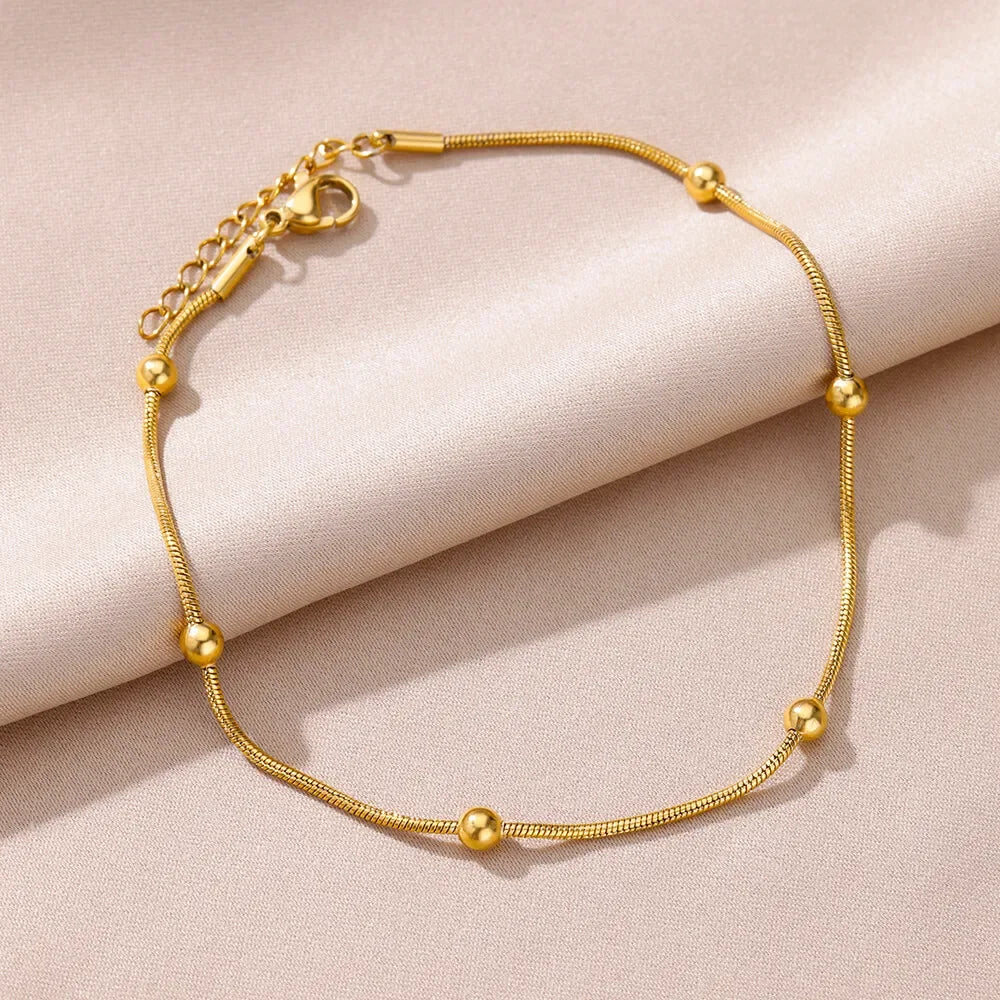 Gold-Tone Pearl and Chain Anklet — product image 3