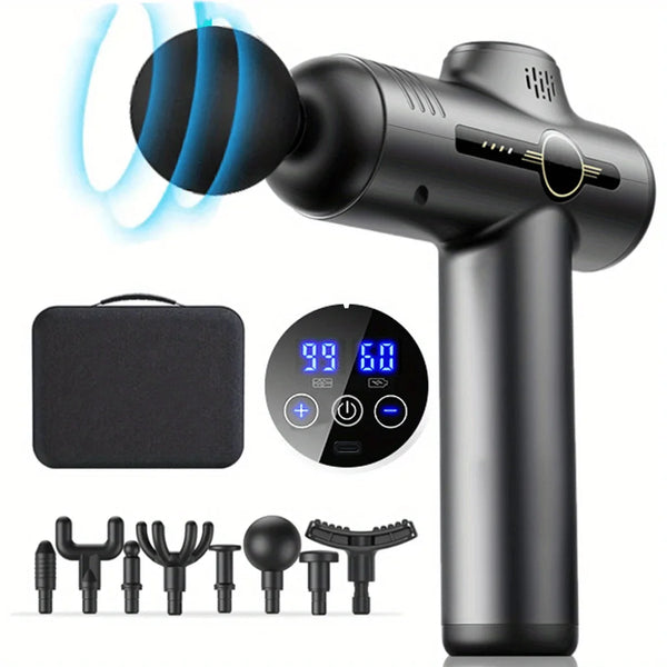 Cordless percussion massage gun with interchangeable head