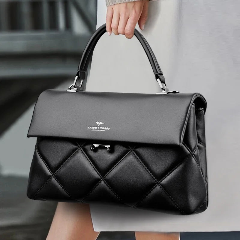 Soft leather shoulder and crossbody handbag