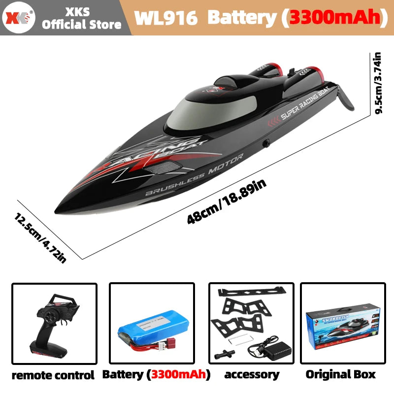 Wltoys WL916 RC Boat 60Km/H High Speed 2.4G Remote Control Brushless Motor Low Battery Alarm Electric RC — product image 11