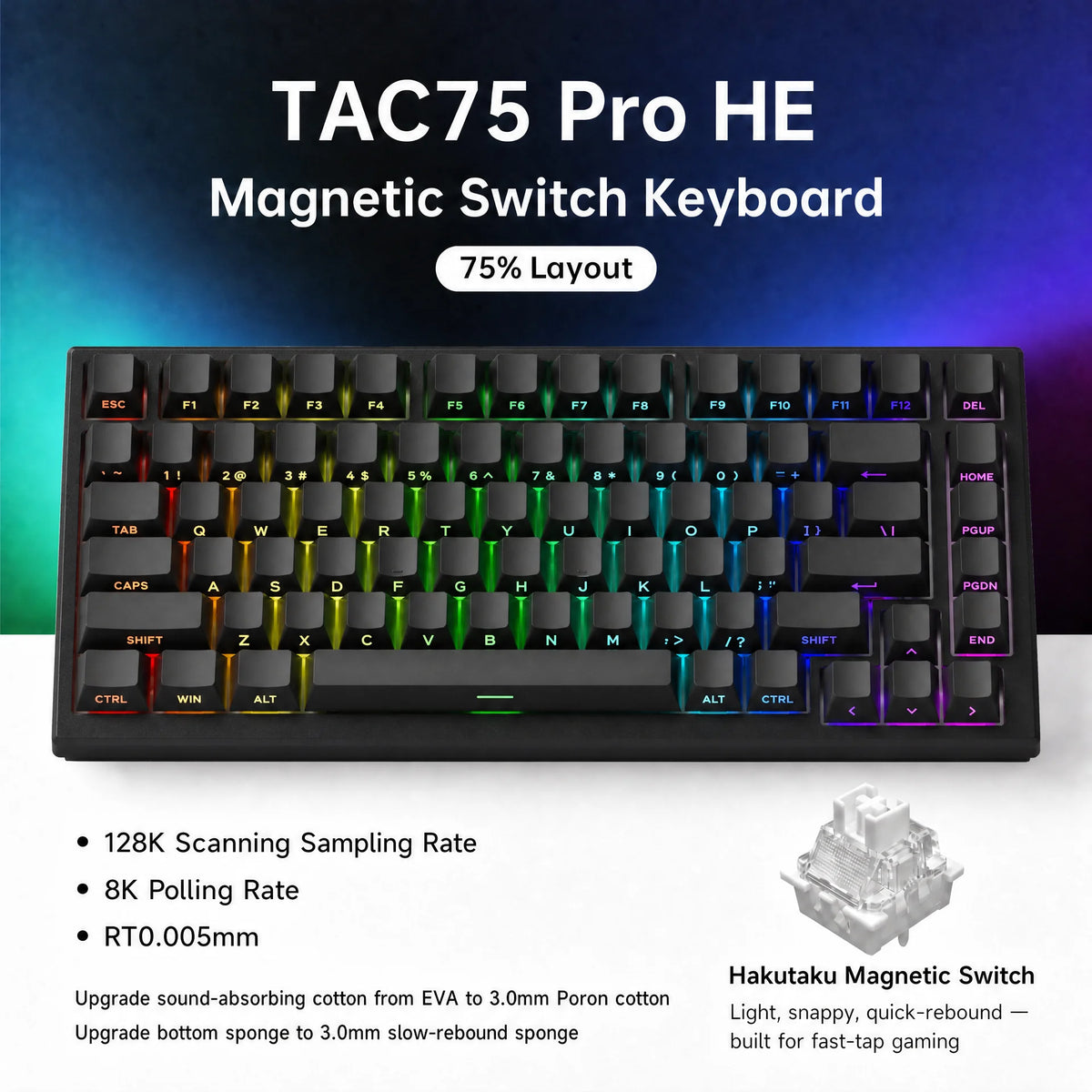 AKKO TAC75 HE Magnetic Switch Keyboard — 75%, 8K RGB, Wired — product image 12