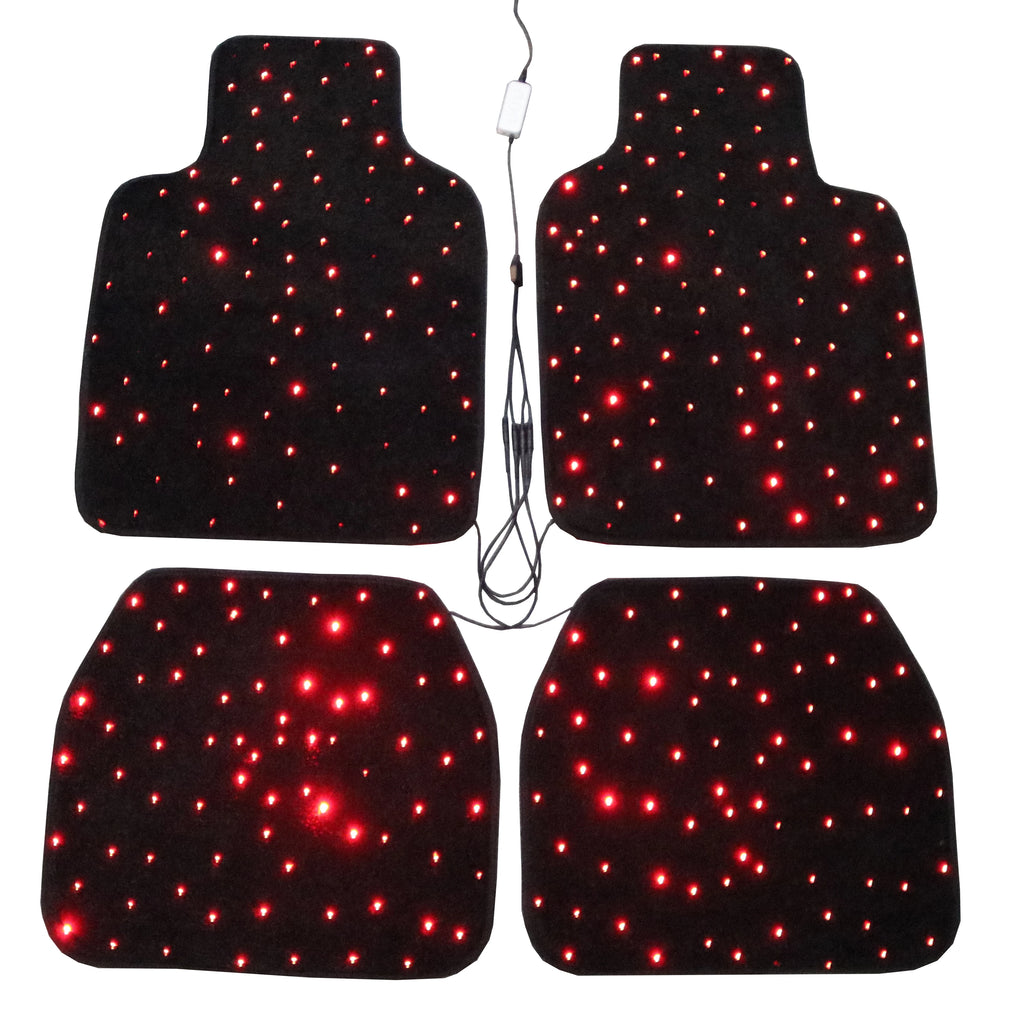 Fibre optic starlight car floor mats lit in the footwell